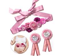 BumpPetal Ensemble d'écharpes à fleurs - Épingle à corsage pour fête prénatale - Ceinture florale pour robe de maternité - Accessoires photo de grossesse
