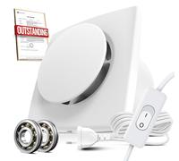 BUMSOU Extracteur d'Air 100mm avec Interrupteur, 130m³/h Ventilateur VMC Salle de Bain, Aerateur d’Air Silencieux, Puissante Ventilation, IPX4 Étanche, Économe en Énergie pour WC Garage