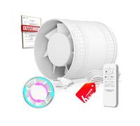 BUMSOU Ventilateur de Conduit Bidirectionnel, 6 Vitesses, Télécommande - Ventilateur Silencieux Puissant avec Protection Contre la Surchauffe, VMC Salle de Bain WC Serre Tente, Extracteur d'Air 100mm