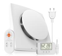 BUMSOU Ventilateur Extracteur d’air 100mm 5 Modes, 3 Vitesses, Télécommande, Affichage Température Humidité en Temps Réel, VMC Salle de Bain Hygroréglable, Silencieux et Puissant Aérateur dAir QU119
