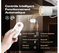 BUMSOU Ventilateur Extracteur d'air 100 mm Hygroréglable Thermoréglable Minuterie et ON Mode - 3 Vitesses Silencieux Ventilateur de Conduit, Aérateur VMC Salle de Bain avec Télécommande pour WC Garage