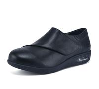 bumuam Chaussures en Cuir Diabétiques Extra Larges Chaussures de Marche Décontractées Réglable Antidérapante Confortable Cuir Pantoufles pour Les Pieds enflés Aged Black D 43.5