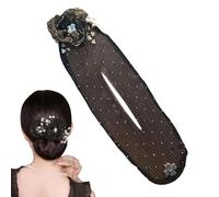 Bun Chignon à Fleurs Bigoudi Lazy Hair Curler Deft Bun Avec Bijoux Epingle à Cheveux Chignon Magique Accessoires bandeau Magique Cheveux pour Femmes et Filles (Noir)