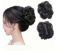 Bun Extension Clips, Claw Clip Messy Bun Hair Piece, Curly Wavy Hair Tousled Updo Extensions Scrunchie Hairpiece for Women, DIY Short Ponytail Styles