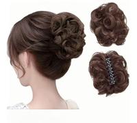 Bun Extension Clips, Claw Clip Messy Bun Hair Piece, Curly Wavy Hair Tousled Updo Extensions Scrunchie Hairpiece for Women, DIY Short Ponytail Styles