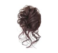 Bun Ponytail Chignon Brazilian Human Hair Curly Wavy Messy Bun Extensions Hair Pieces for Women Messy Bun Hair Piece Hair Ponytail Extension(Dark brown)