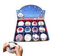 Bun Squeeze Toy - 250 Years Commemorative Slow Rising Stress Bun Set | 12 Pieces America Theme Sensory Fidget Toys for Office Classroom School Work Study Relaxation Portable Anti Stress Desk Toy