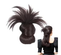 Bun Wig, Claw Clip Hairpiece, Messy Style Extension, Comfortable Faux Updo, Stylish Travel Look, for Women Parties Events Daily Wear, Average Size Artificial Hair Dark Light Brown Black