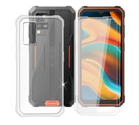 BUNAL Coque pour Blackview BV4800 (6.56") + Verre Trempé(2 Pièces), Case Protection Résistant Aux Chutes et Silicone Souple Housse Anti-Rayures + Film Protecteur - Transparent