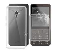 BUNAL Coque pour Nokia 235 4G 2024 (2.80") + Verre Trempé(2 Pièces), Case Protection Résistant Aux Chutes et Silicone Souple Housse Anti-Rayures + Film Protecteur - Transparent