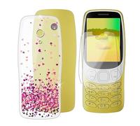BUNAL Coque pour Nokia 3210 2024 (2.40") + Verre Trempé(2 Pièces), Case Protection Résistant Aux Chutes et Silicone Souple Housse Anti-Rayures + Film Protecteur - Plein d'amour