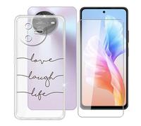 BUNAL Coque pour Oscal Tiger 12 (6.78") + Protecteur d'écran, Étui Anti-Collision Souple Silicone Case Résistant Aux Chutes Coque en TPU + 9H Verre écran Protection - Texte Minimaliste