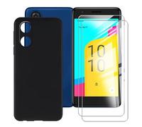 BUNALFaa Coque pour Alcatel A11 (5.0") + 2 Pack HD Verre Trempé Protections d'écran, Case Cover Étui Souple Silicone Black TPU Housse Protection +Écran Film Protection