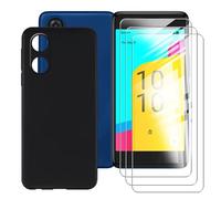 BUNALFaa Coque pour Alcatel A11 (5.0") Phone Case Cover Étui Souple Silicone Black TPU Housse Protection Bumper + 3 Pack HD Verre trempé écran Film Protection