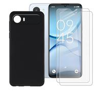 BUNALFaa Coque pour Alcatel A62 (6.8") + 2 Pack HD Verre Trempé Protections d'écran, Case Cover Étui Souple Silicone Black TPU Housse Protection +Écran Film Protection
