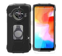 BUNALFaa Coque pour Blackview BV8200 (6.50") + Verre Trempé Écran, Phone Case Cover Étui Souple Silicone Housse Protection Bumper avec Support de Bague de Téléphone Portable - Noir