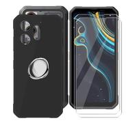 BUNALFaa Coque pour Blackview Oscal Marine 3 (6.56") + 2 Pack HD Verre Trempé, Phone Case Cover Étui Souple Silicone Protection Bumper avec Support de Téléphone Réglable à 360° - Noir