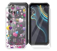 BUNALFaa Coque pour Blackview Oscal Marine 3 (6.56") + (2Pièces) Protecteur d'écran, Transparent Étui Anti-Collision Souple Silicone Case Coque en TPU + 9H Verre écran Film Protection -Amour coloré