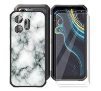 BUNALFaa Coque pour Blackview Oscal Marine 3 (6.56") + Protecteur d'écran (2 Pièces), Black Étui Anti-Collision Souple Silicone Case Coque en TPU + 9H Verre écran Film Protection -Motif de Pierre