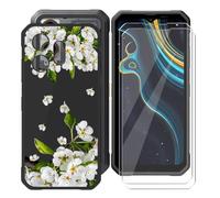 BUNALFaa Coque pour Blackview Oscal Marine 3 (6.56") + Protecteur d'écran (2 Pièces), Black Étui Anti-Collision Souple Silicone Case Coque en TPU + 9H Verre écran Film Protection -Fleur de Poire