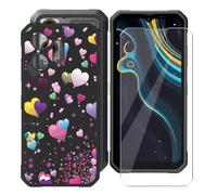 BUNALFaa Coque pour Blackview Oscal Marine 3 (6.56") + Protecteur d'écran, Black Étui Anti-Collision Souple Silicone Case Coque en TPU + 9H Verre écran Film Protection -Amour coloré