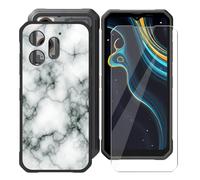 BUNALFaa Coque pour Blackview Oscal Marine 3 (6.56") + Protecteur d'écran, Black Étui Anti-Collision Souple Silicone Case Coque en TPU + 9H Verre écran Film Protection -Motif de Pierre