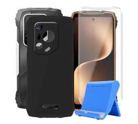 BUNALFaa Coque pour Blackview Oscal Pilot 3 (6.78") Case + Verre Trempé (2 Pièces), Étui Anti-Collision en Silicone Souple Housse Anti-Rayures avec Support pour Téléphone Portable - Noir