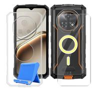 BUNALFaa Coque pour Doogee Fire7 Pro (6.56") + HD Verre Trempé Écran, Phone Case Cover Étui Souple Silicone Housse Protection Bumper avec Support pour Téléphone Portable