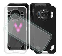 BUNALFaa Coque pour Doogee S200 Plus (6.72") + Verre Trempé (2 Pièces)+ 2pcs Étui Anti-Collision en Silicone Souple Housse Anti-Rayures Case pour Doogee S200 Plus - Noir+Transparent