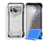 BUNALFaa Coque pour Doogee S200X (6.72") + Verre Trempé(3 Pièces), Case Protection Résistant Aux Chutes et Silicone Souple Housse avec Support pour Téléphone Portable - Transparent