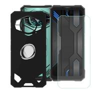 BUNALFaa Coque pour Doogee S200X VIP (6.72") + Protecteur d'écran, Case Housse en TPU Protection Étui avec Support de Téléphone Portable Réglable à 360°- Noir
