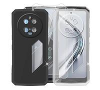 BUNALFaa Coque pour Doogee V40 Pro (6.78") + Verre Trempé(2 Pièces), 2 Étui Anti-Collision en Silicone Souple Housse Anti-Rayures Case pour Doogee V40 Pro - Noir+Transparent
