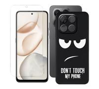 BUNALFaa Coque pour Honor 400 Smart 5G (6.77") + avec Verre Trempé Écran HD Protection Film, Phone Case Cover Étui Souple Silicone Black TPU Housse Protection Bumper - Ne me traite Pas