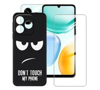 BUNALFaa Coque pour Honor X5c Plus (6.74") + avec Verre Trempé Écran HD Protection Film, Phone Case Cover Étui Souple Silicone Black TPU Housse Protection Bumper - Ne me traite Pas