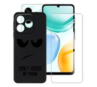 BUNALFaa Coque pour Honor X5c Plus (6.74") + Protecteur d'écran, Black Étui Anti-Collision Souple Silicone Case Coque en TPU + 9H Verre écran Film Protection -Regarde - toi