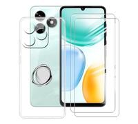 BUNALFaa Coque pour Honor X5c Plus (6.74") + Verre Trempé (2 Pièces), Case Protection Résistant Aux Chutes et Silicone Souple Housse avec Support de Téléphone Réglable à 360° - Transparent