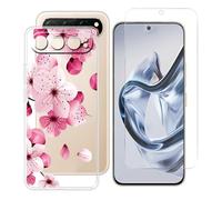 BUNALFaa Coque pour Nubia Air (6.78") + avec Verre Trempé HD Protections d'écran, Phone Case Cover Étui Souple Silicone Clear TPU Housse Protection Bumper - Floraison