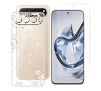 BUNALFaa Coque pour Nubia Air (6.78") + avec Verre Trempé HD Protections d'écran, Phone Case Cover Étui Souple Silicone Clear TPU Housse Protection Bumper - Fleur de Poire Blanche