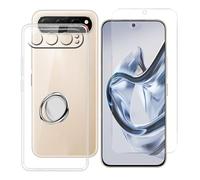 BUNALFaa Coque pour Nubia Air (6.78") + Protecteur d'écran, Étui Anti-Collision Souple Silicone Case Résistant Coque en TPU avec Support de Téléphone Réglable à 360° - Transparent