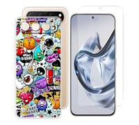 BUNALFaa Coque pour Nubia Air (6.78") + Protecteur d'écran, Transparent Étui Anti-Collision Souple Silicone Case Coque en TPU + 9H Verre écran Film Protection -Plusieurs Yeux