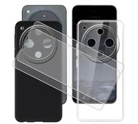 BUNALFaa Coque pour Nubia P9 Pro 5G (6.7") + Verre Trempé (2 Pièces)+ 2pcs Étui Anti-Collision en Silicone Souple Housse Anti-Rayures Case pour Nubia P9 Pro 5G - Noir+Transparent