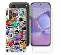 BUNALFaa Coque pour Nubia V80 Design (6.75") + avec Verre Trempé HD Protections d'écran, Phone Case Cover Étui Souple Silicone Clear TPU Housse Protection Bumper - Congestionné