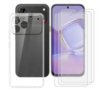 BUNALFaa Coque pour Nubia V80 Design (6.75") + Protecteur d'écran (3 Pièces), Transparent Étui Anti-Collision Souple Silicone Case Coque en TPU + 9H Verre écran Film Protection -Clear