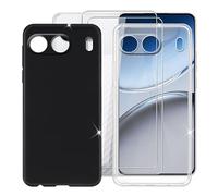 BUNALFaa Coque pour OnePlus Nord 4 (6.74") Phone Case Cover Étui Souple Silicone TPU Housse 1Pcs Black+ 1Pcs Clear Bumper +2Pcs Verre trempé écran Film Protection écran