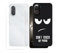 BUNALFaa Coque pour OnePlus Nord CE5 (6.77") + avec Verre Trempé Écran HD Protection Film, Phone Case Cover Étui Souple Silicone Black TPU Housse Protection Bumper - Ne me traite Pas