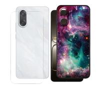 BUNALFaa Coque pour OnePlus Nord CE5 (6.77") + avec Verre Trempé Écran HD Protection Film, Phone Case Cover Étui Souple Silicone Black TPU Housse Protection Bumper - Ciel étoilé coloré