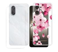 BUNALFaa Coque pour OnePlus Nord CE5 (6.77") + avec Verre Trempé HD Protections d'écran, Phone Case Cover Étui Souple Silicone Clear TPU Housse Protection Bumper - Floraison