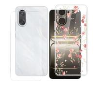 BUNALFaa Coque pour OnePlus Nord CE5 (6.77") + avec Verre Trempé HD Protections d'écran, Phone Case Cover Étui Souple Silicone Clear TPU Housse Protection Bumper - Fleur Rouge