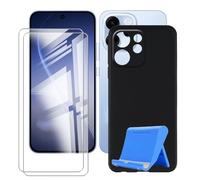 BUNALFaa Coque pour Oppo Reno15 FS (6.57") Case + Verre Trempé (2 Pièces), Étui Anti-Collision en Silicone Souple Housse Anti-Rayures avec Support pour Téléphone Portable - Noir