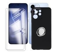 BUNALFaa Coque pour Oppo Reno15 FS (6.57") Case + Verre Trempé (2 Pièces), Étui Anti-Collision Silicone Souple Housse avec Support de Téléphone Portable Réglable à 360° - Noir